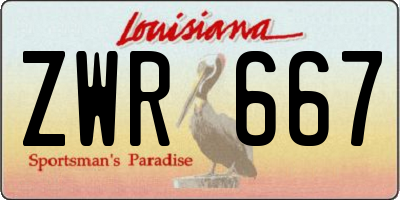 LA license plate ZWR667