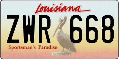 LA license plate ZWR668