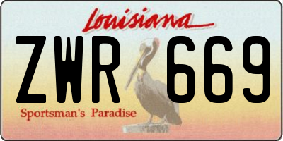 LA license plate ZWR669