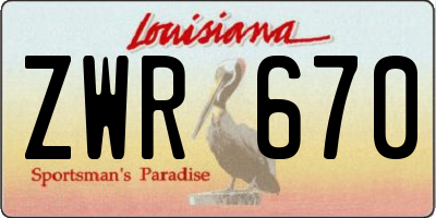 LA license plate ZWR670