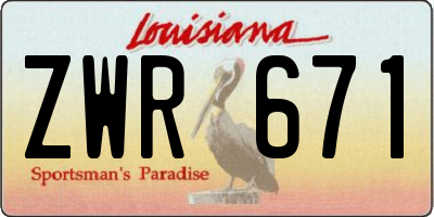 LA license plate ZWR671