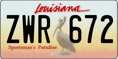 LA license plate ZWR672