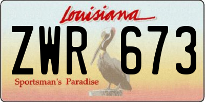 LA license plate ZWR673