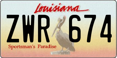 LA license plate ZWR674