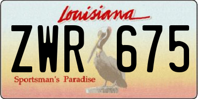 LA license plate ZWR675