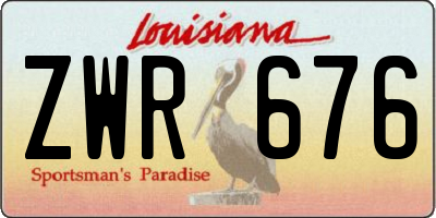 LA license plate ZWR676
