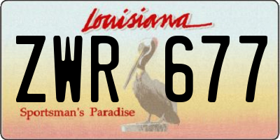 LA license plate ZWR677