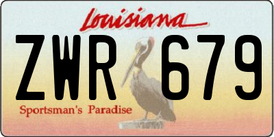 LA license plate ZWR679