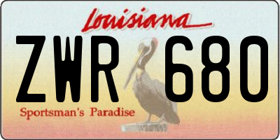 LA license plate ZWR680