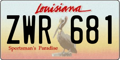 LA license plate ZWR681