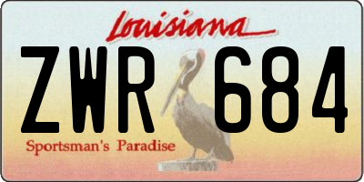 LA license plate ZWR684