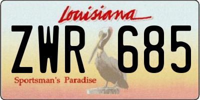 LA license plate ZWR685