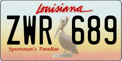 LA license plate ZWR689