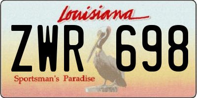 LA license plate ZWR698