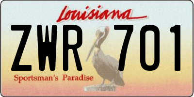 LA license plate ZWR701