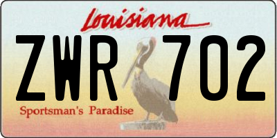 LA license plate ZWR702