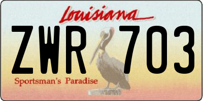 LA license plate ZWR703