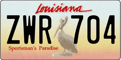 LA license plate ZWR704