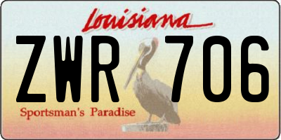 LA license plate ZWR706