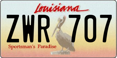 LA license plate ZWR707