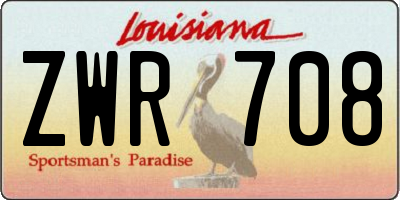 LA license plate ZWR708