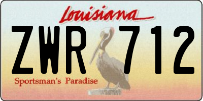 LA license plate ZWR712