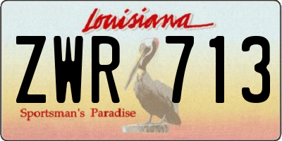 LA license plate ZWR713