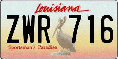 LA license plate ZWR716