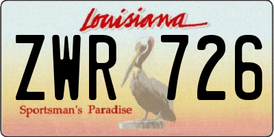 LA license plate ZWR726