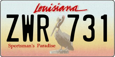 LA license plate ZWR731