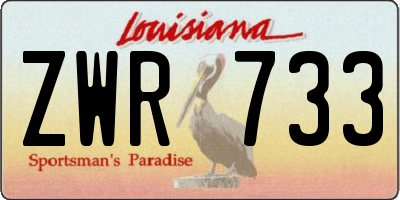 LA license plate ZWR733