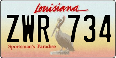 LA license plate ZWR734