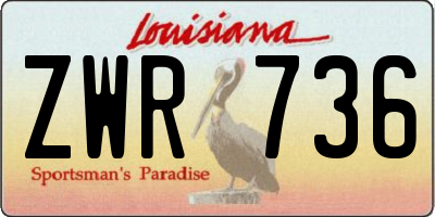 LA license plate ZWR736