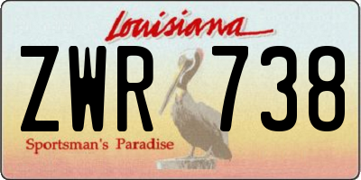 LA license plate ZWR738