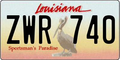 LA license plate ZWR740