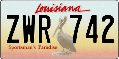 LA license plate ZWR742