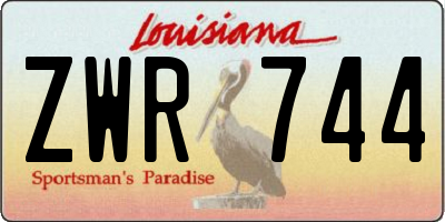 LA license plate ZWR744