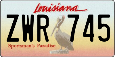 LA license plate ZWR745