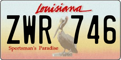 LA license plate ZWR746