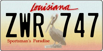 LA license plate ZWR747