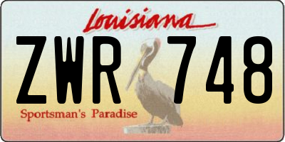 LA license plate ZWR748