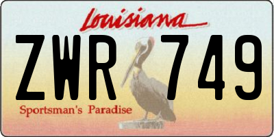 LA license plate ZWR749