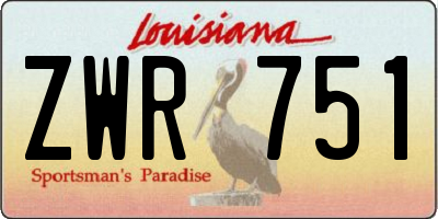 LA license plate ZWR751