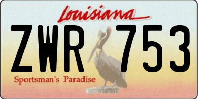 LA license plate ZWR753