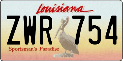 LA license plate ZWR754