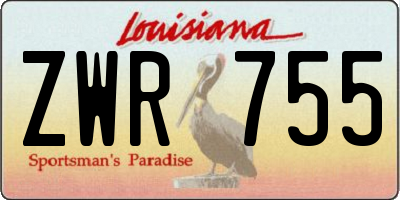 LA license plate ZWR755