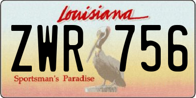 LA license plate ZWR756