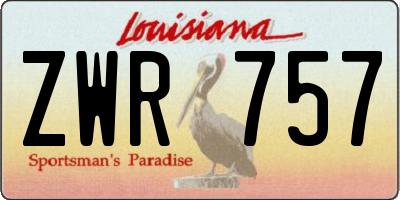 LA license plate ZWR757