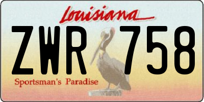 LA license plate ZWR758