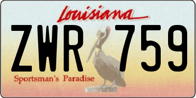 LA license plate ZWR759